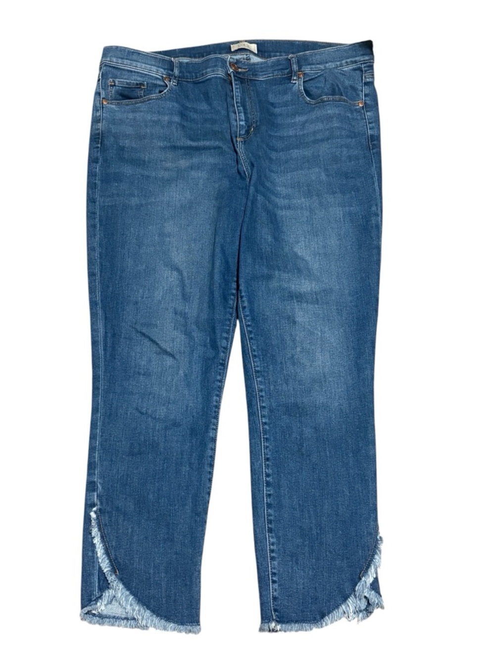 Loft Cropped Distressed Hem Skinny Jeans - Picture 2 of 5